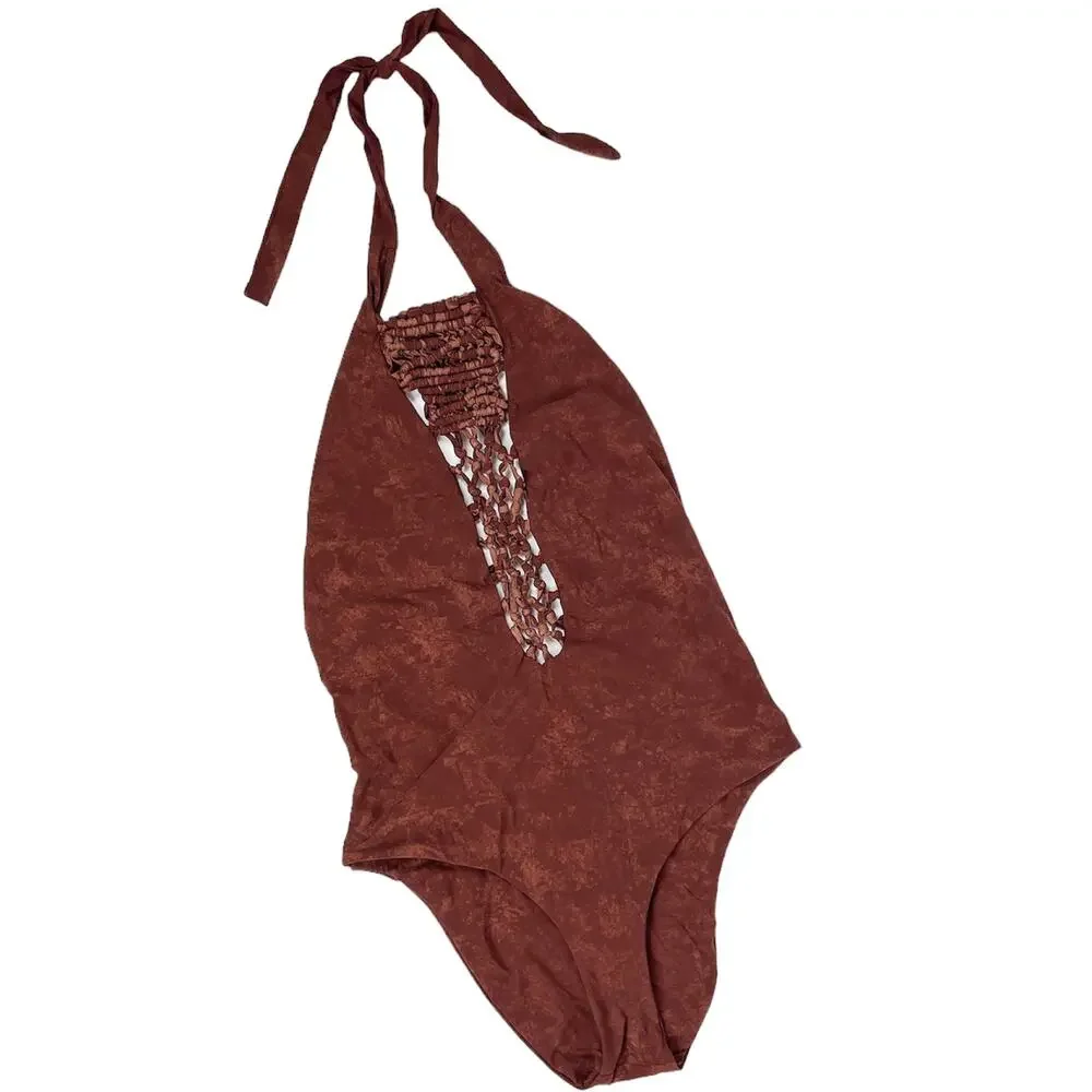 Show Me Your Mumu Macrame Paradise Halter One-Piece M Bodysuit
